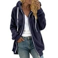 thumbnail image 1 of Funicet Gifts savings Deals! Plus Size Coats for Women Warm Loose Plush Zipper Hooded Coat Solid Color Drawstring Sweaters Shacket Jacket for Fall, Winter, 1 of 4