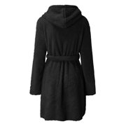 Funicet Holiday Savings! Bath Robes for Women 2023 Women Fleece Hooded Bathrobe Plush Short Robe with Pockets & Belts