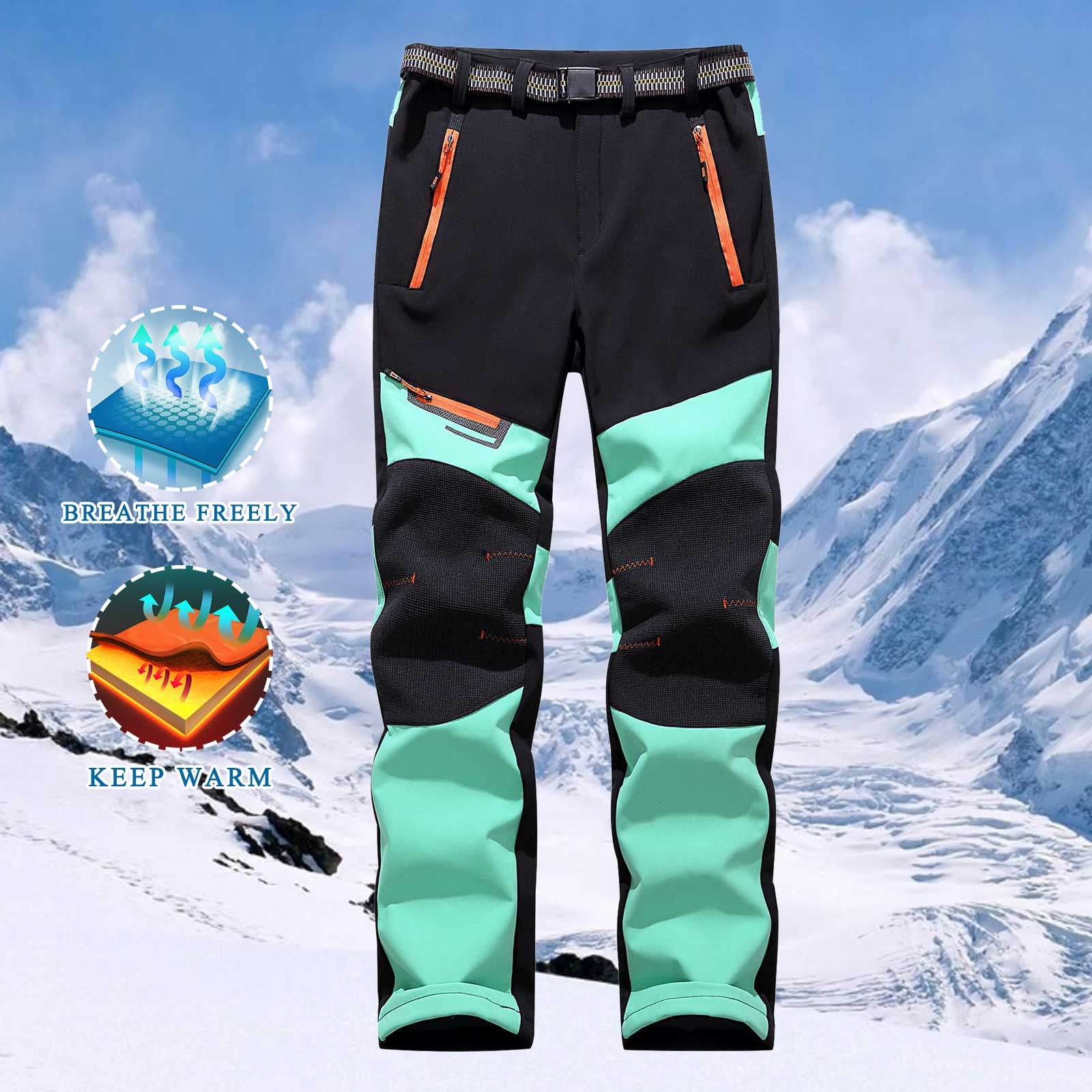Women's and Men' Snow Pants Winter Outdoor Sports Ski Bibs Waterproof  Windproof Snowboard Trousers Hiking Ski Snowboarding Pants (Color : Pink,  Size 