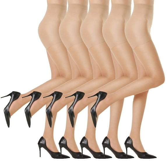 Funicet Holiday Savings! Women's Stockings Women's Solid Color High Elasticity Stockings with Bottom Slip Silk Pantyhose and Stockings- 5 Pairs Women's Sheer Tights Khaki Free Size