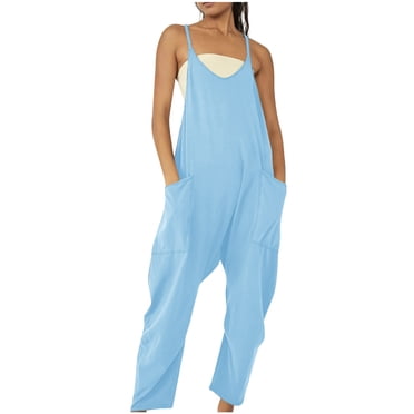 Casual Loose Summer Rompers Sleeveless Loose Spaghetti Strap Baggy Overalls Harem Jumpsuits