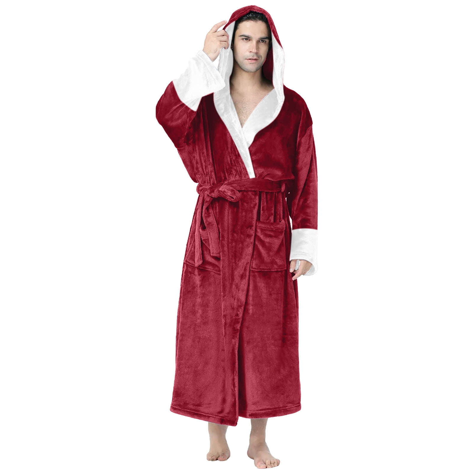 Funicet Men's Bathrobes Mens Robe, Hooded Soft Robe for Men, Warm ...