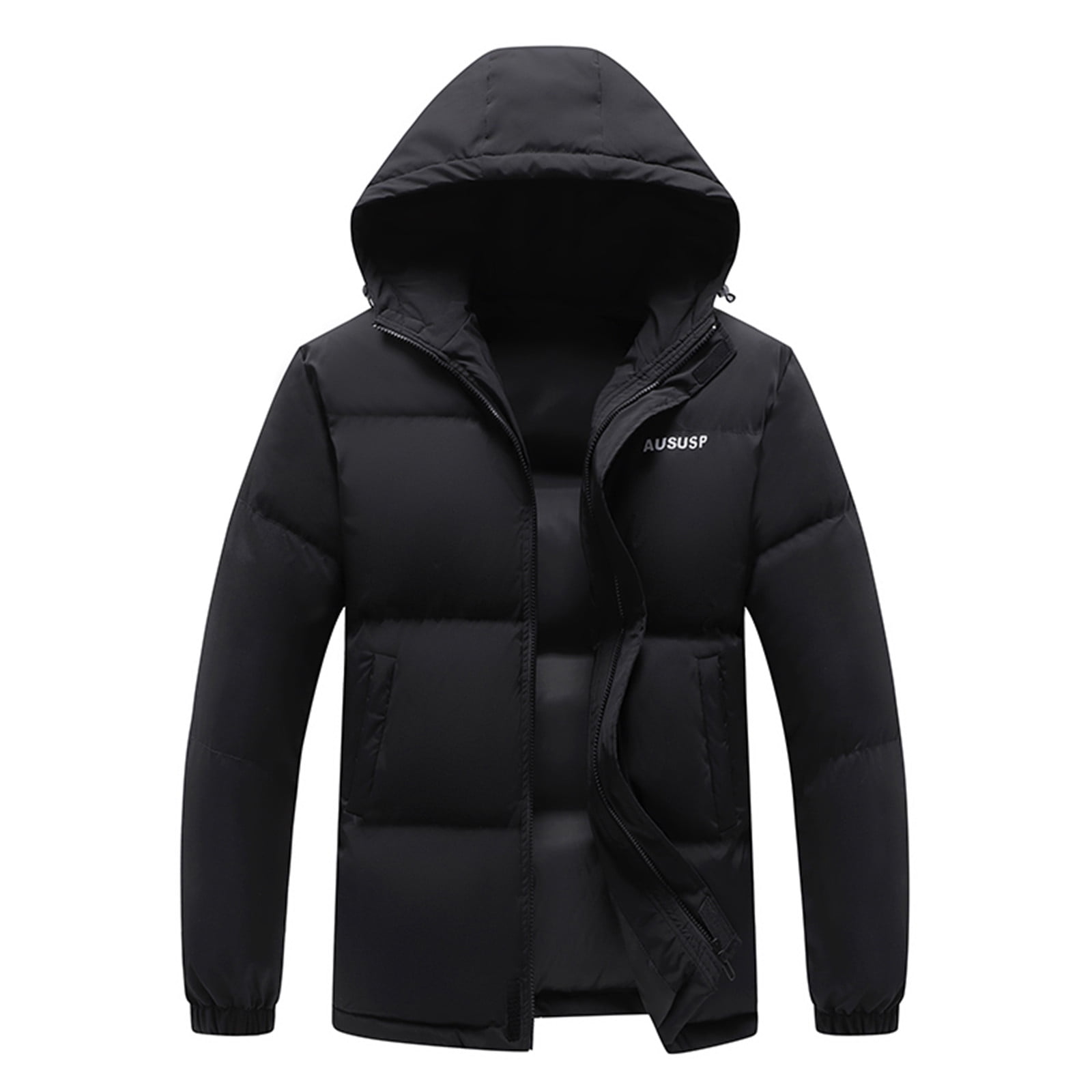 Funicet Men's Hooded Puffer Jacket Black M