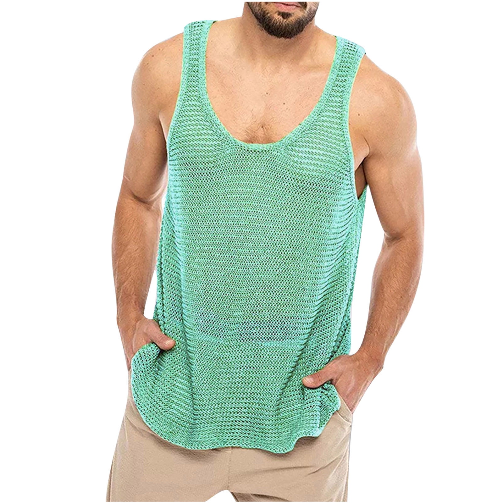 Funicet Men's Summer Tank Tops Relaxed Fit Solid Shirts Sleeveless ...