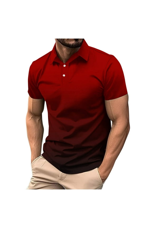 Funicet Mens Cool Dri Golf Shirt, Quick-Drying Performance Golf for Men Red S