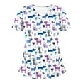 thumbnail image 1 of Funicet Plus Size Tops For Women Women Scrubs Top Women's Working Uniform Nursing Uniform With Two Pockets Short Sleeve V-neck Cartoon Printed Blouse, 1 of 4