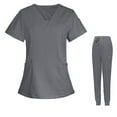 thumbnail image 1 of Funicet Scrubs for Women Scrubs Medical Uniform Women and Man Scrubs Set Medical Scrubs Top and Pants Gray M, 1 of 4