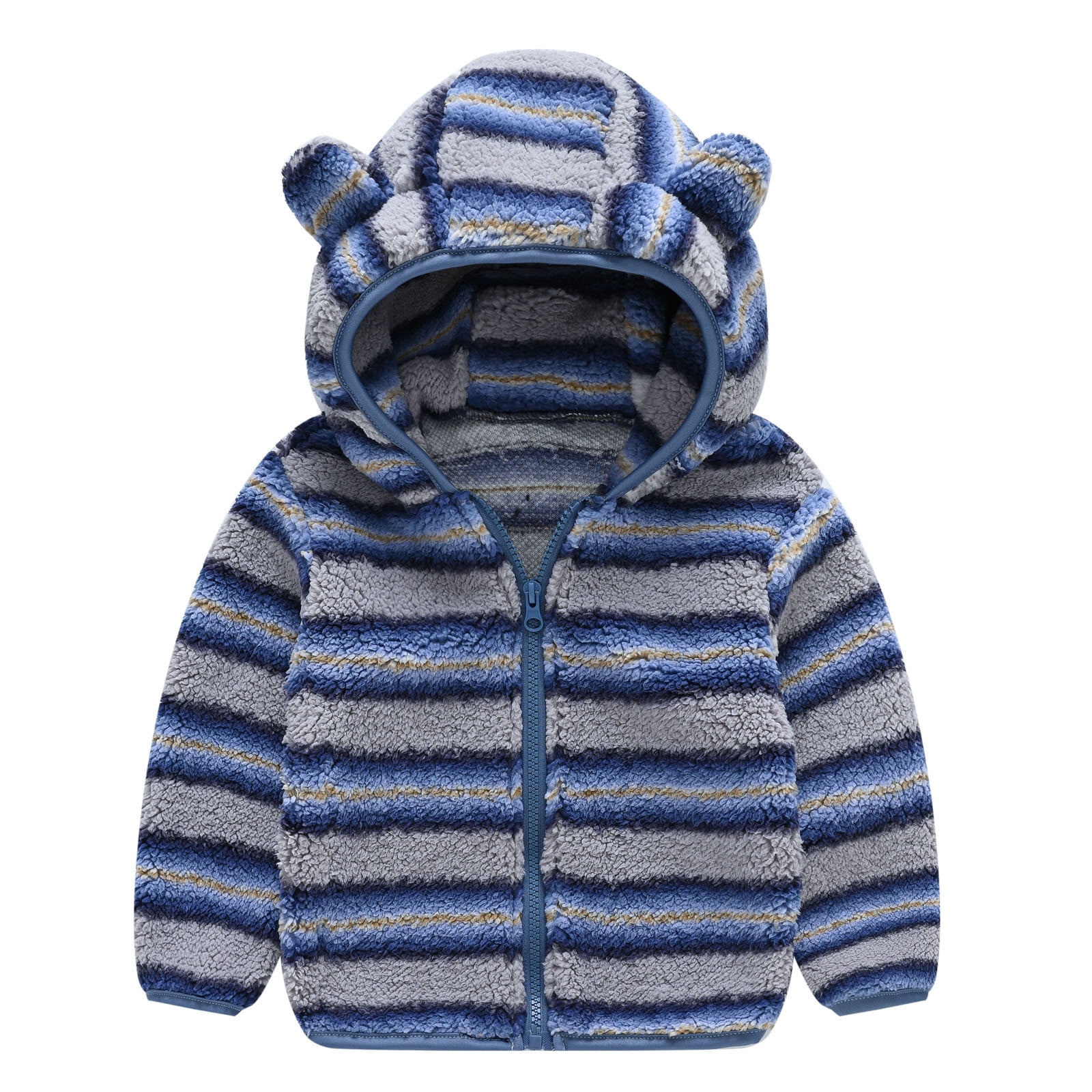 Funicet Toddler Polar Fleece Jacket Sherpa Hoodies Fleece Pullover Outfits Cute Bear Baby Boys Girls Autumn Winter Stripe Camouflage Print Thick Warm Outerwear Walmart