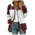 thumbnail image 1 of Funicet Women Fashion Outerwear 2024! Plus Size Coats for Women Warm Loose Plush Zip Hoodies Oversized Sherpa Color Block Jackets for Fall, Winter, 1 of 5