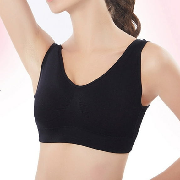 Funicet Women's Bras Women Plus Size Bras Padded Seamless Sleepwear Yoga Bra Wireless Underwear Black S