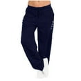 thumbnail image 1 of Funicet Women's Loose Fit Fleece Jogger Sweatpants Relaxed Athletic Pants Work Pants Dark Blue L, 1 of 6
