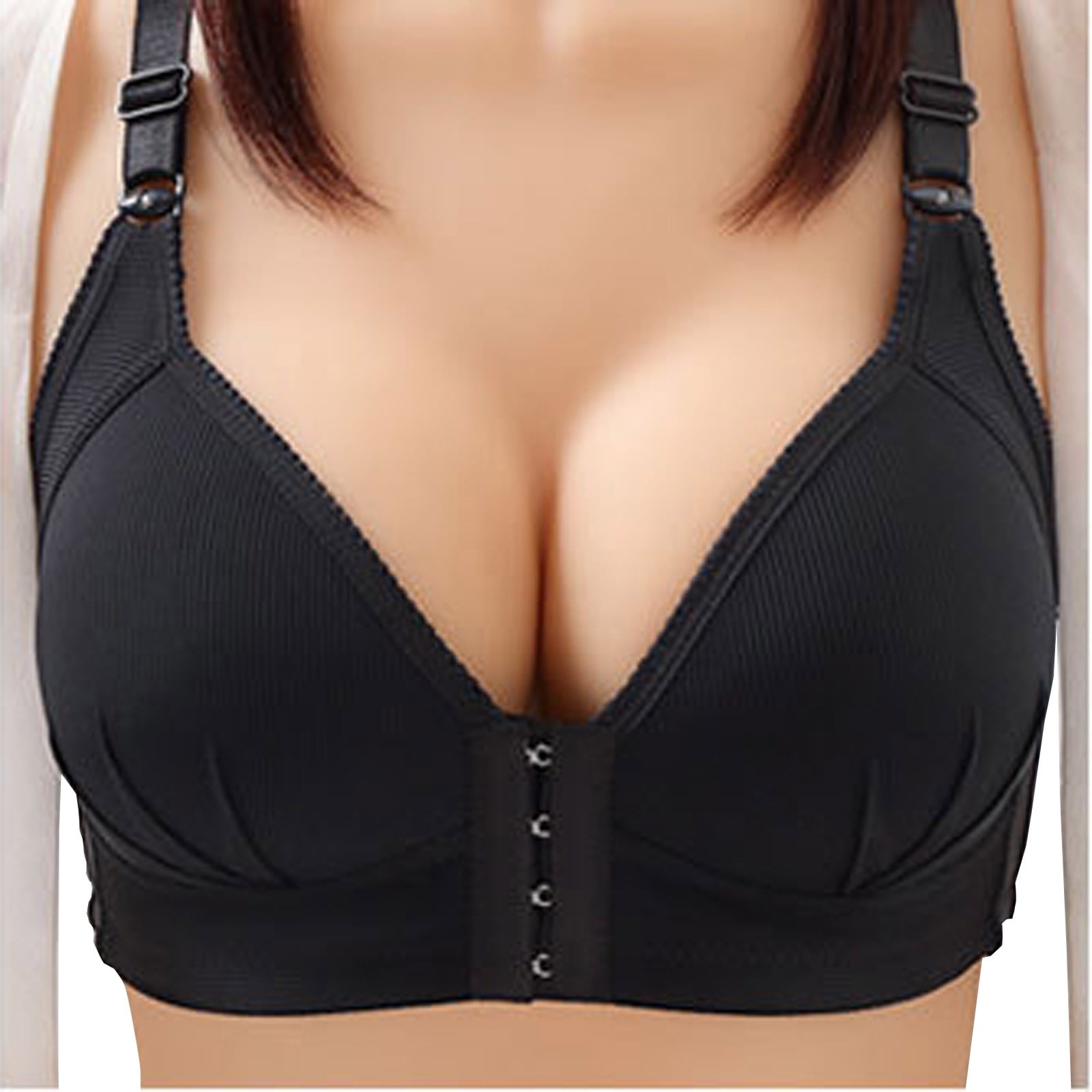 Funicet Women's Plus Size Bra No Underwire Bra Post-Surgery Bra Front  Closure Brassiere Breathable Solid Comfortable Underwear Vest W/ Adjustable