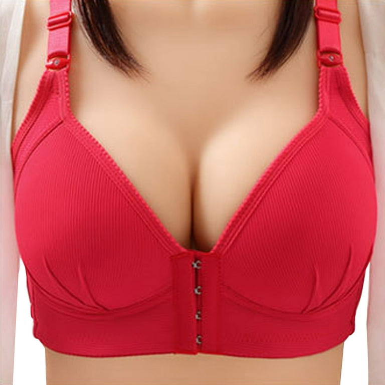 Funicet Women's Plus Size Bra No Underwire Bra Post-Surgery Bra Front  Closure Brassiere Breathable Solid Comfortable Underwear Vest W/ Adjustable