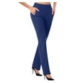 thumbnail image 1 of Funicet Women's Yoga Dress Pants Stretchy Work Slacks Business Casual Straight Leg/Bootcut Pull on Trousers with Pockets Blue L, 1 of 4