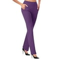 thumbnail image 1 of Funicet Women's Yoga Dress Pants Stretchy Work Slacks Business Casual Straight Leg/Bootcut Pull on Trousers with Pockets Purple S, 1 of 5