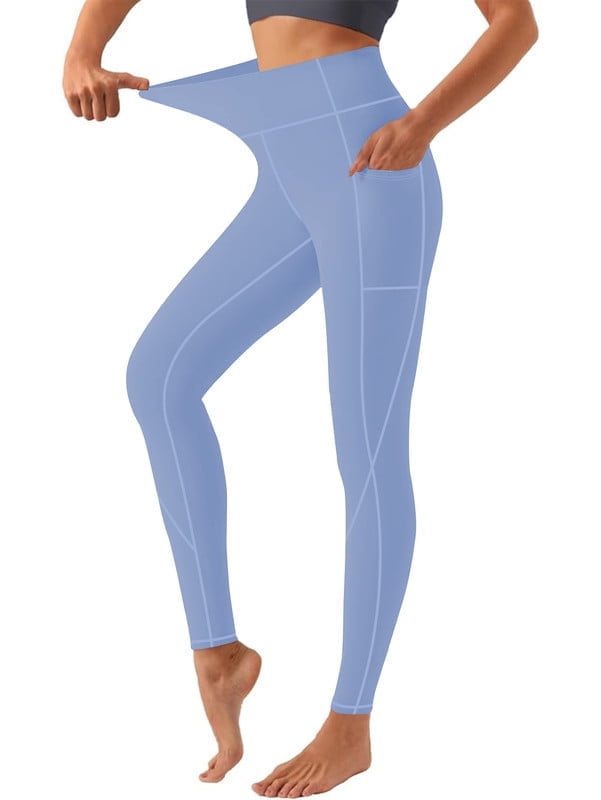 Funidos Women's High Waisted Yoga Pants with X-Band Side Pockets Tummy Control Workout Leggings for gym running