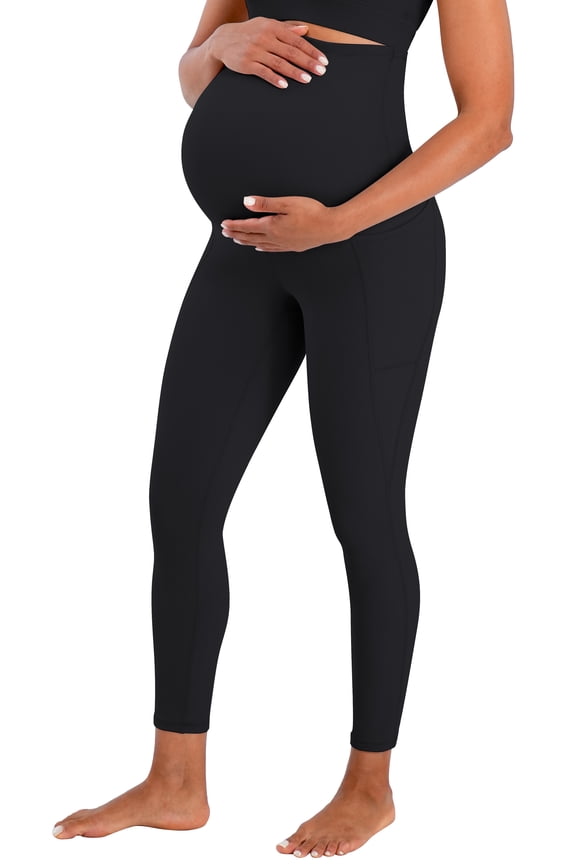 Women's Maternity Leggings with Pockets Over The Belly Pregnancy Yoga Pants Activewear Workout Leggings