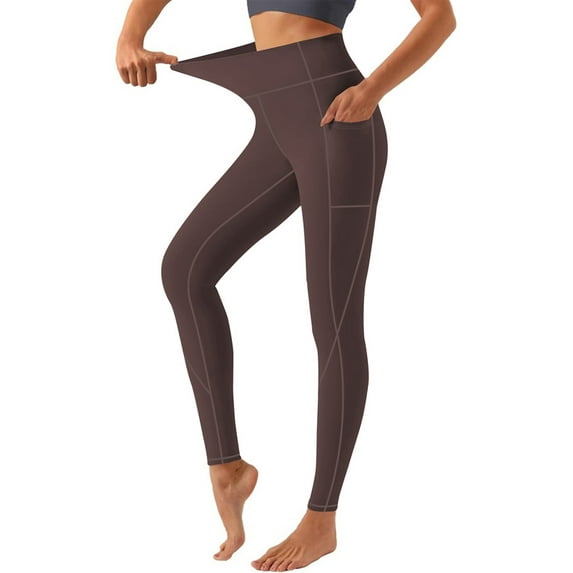 Funidos Plus-Size High Waisted Yoga Pants with X-Band Side Pockets Tummy Control Workout Leggings for gym runnings 0XL-5XL Inclusive