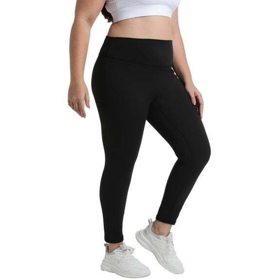 Funidos Plus Size Leggings for Women, High Waisted Tummy Control workout leggings for women Buttery Soft Black Yoga Pants
