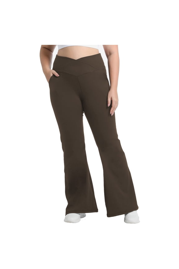 Plus Size Flare leggings with pockets For Women Yoga Pants Women Wide Leg High Waist Bootcut Workout Flare Leggings Tummy Control Work Dress Pants Women