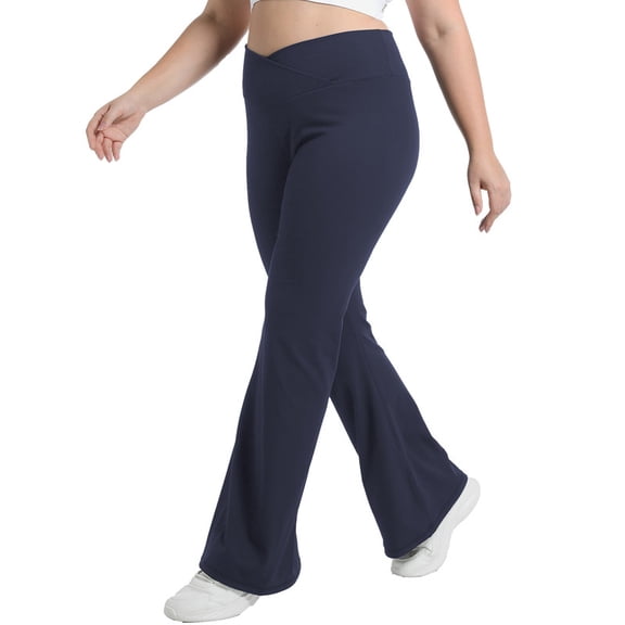 Funidos Plus Size Women's Yoga Pants High Waisted Bootcut Crossover with Tummy Control Workout Leggings for Women