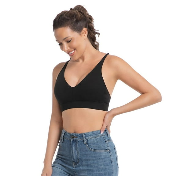 Fungik Women's High Support Cross Back Sports Bra Moisture Wicking Deep V Workout Top for Running Yoga Gym XS-XL