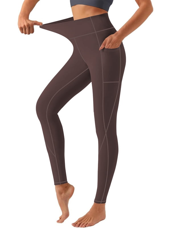 Funidos Women's High Waisted Yoga Pants with X-Band Side Pockets Tummy Control Workout Leggings for gym running