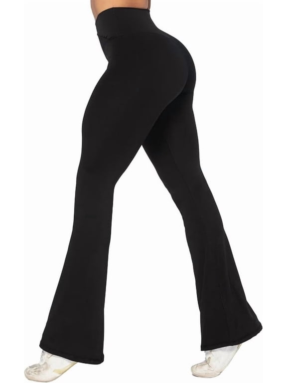Flare Leggings Crossover Workout Leggings Yoga Pants with Tummy Control High-Waisted