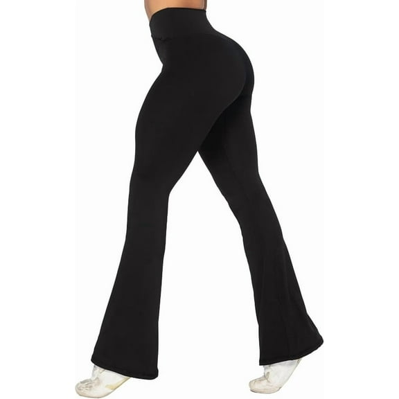 Funidos Flare Leggings Crossover Workout Leggings Yoga Pants with Tummy Control High-Waisted