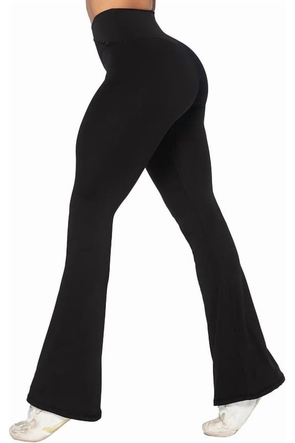 Flare Leggings Crossover Workout Leggings Yoga Pants with Tummy Control High-Waisted