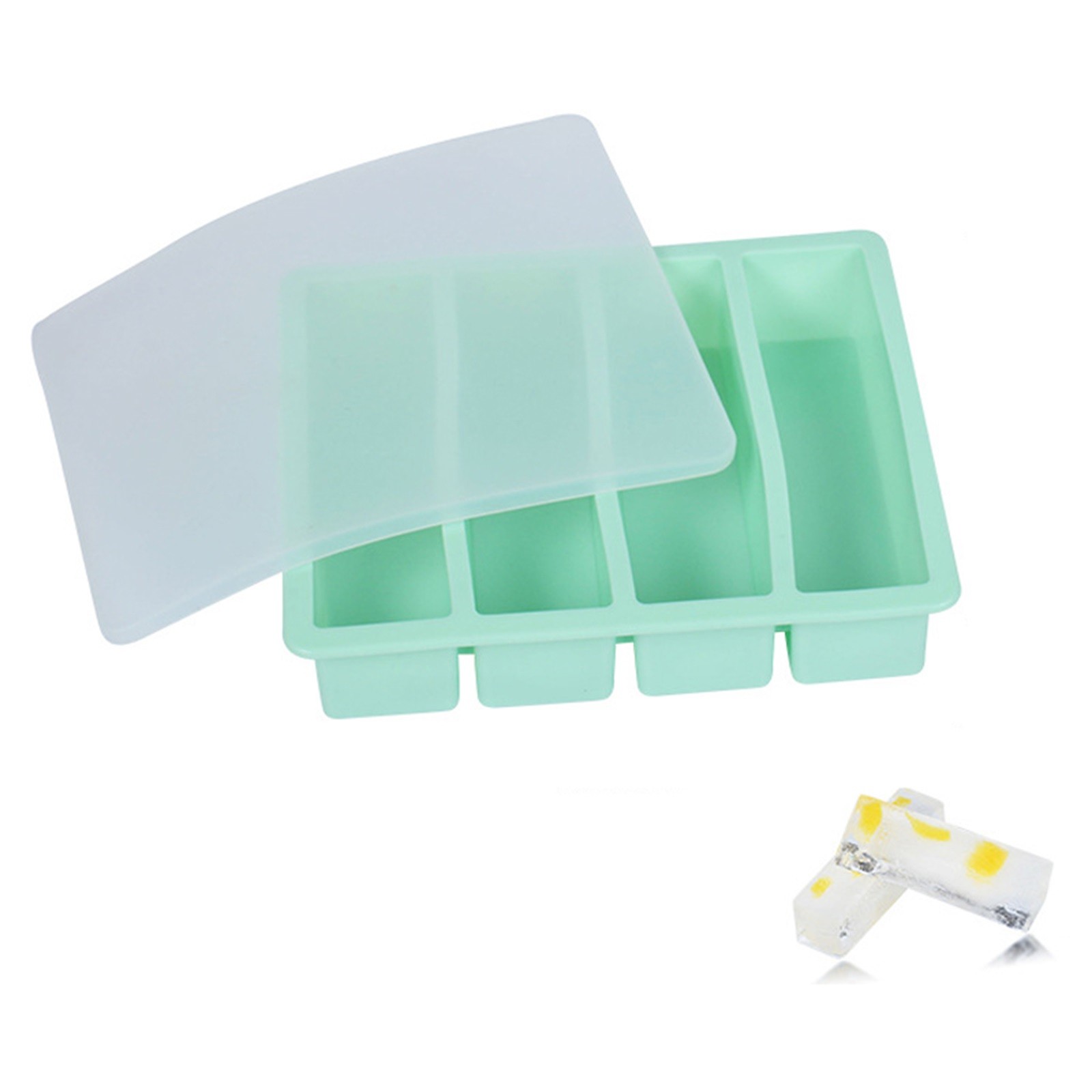 Funing Mold With Lid Reusable Silicone Ice Mold With Overflow And ...