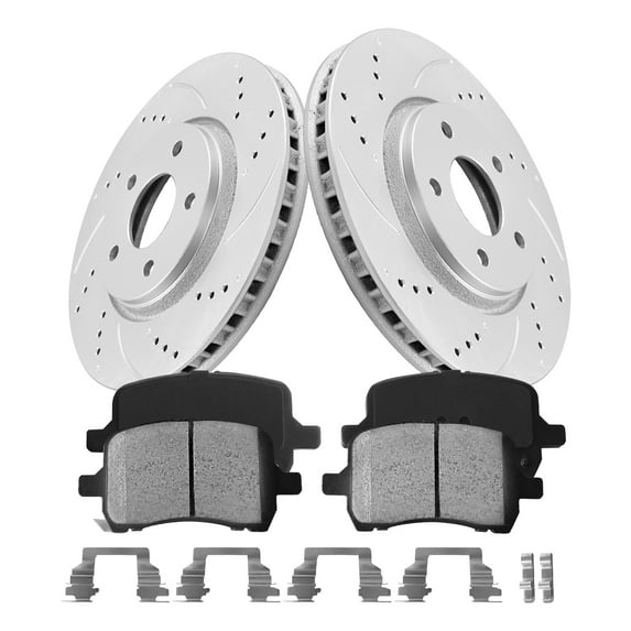 Funire Front Brake Kit for Chevrolet Cobalt 2007-2008 Geomet Drilled Rotors+Ceramic Brake Pads (11.7in) 296mm Brakes And Rotors Kit Replacement Brake Pad & Rotor Kit