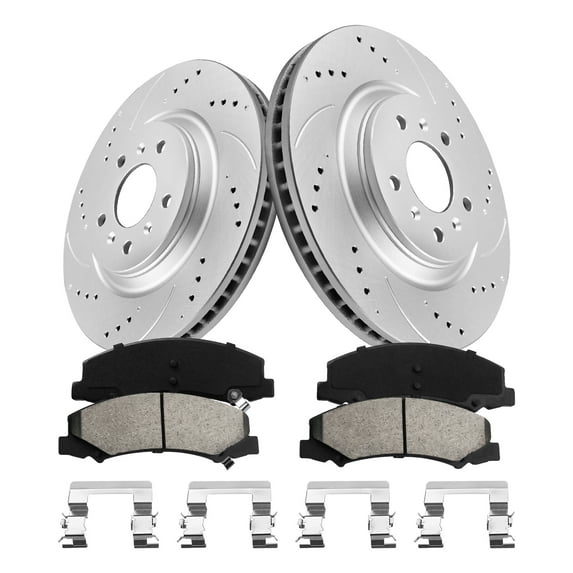 Funire Front Brake Kit for Chevrolet Impala 2012-2013 Geomet Drilled Rotors+Ceramic Brake Pads (12.7in) 323mm Brakes And Rotors Kit Replacement Brake Pad & Rotor Kit