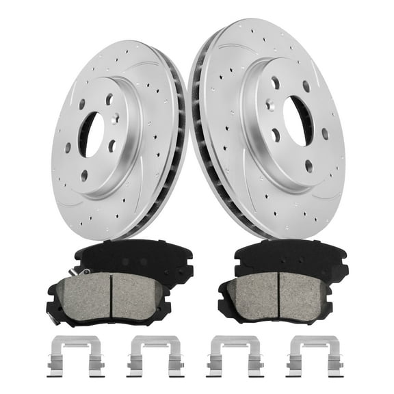 Funire Front Brake Kit for Chevrolet Malibu 2013-2015 Geomet Drilled Rotors+Ceramic Brake Pads (11.7in) 296mm Brakes And Rotors Kit Replacement Brake Pad & Rotor Kit