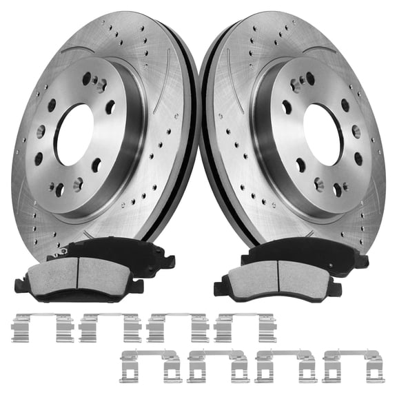 Funire Front Brake Kit for Chevrolet Silverado 1500 2007-2019 (NO REAR DRUM) Drilled & Slotted Disc Brake Rotors Ceramic Brakes Pads Replacement: 12.99 inch Rotor