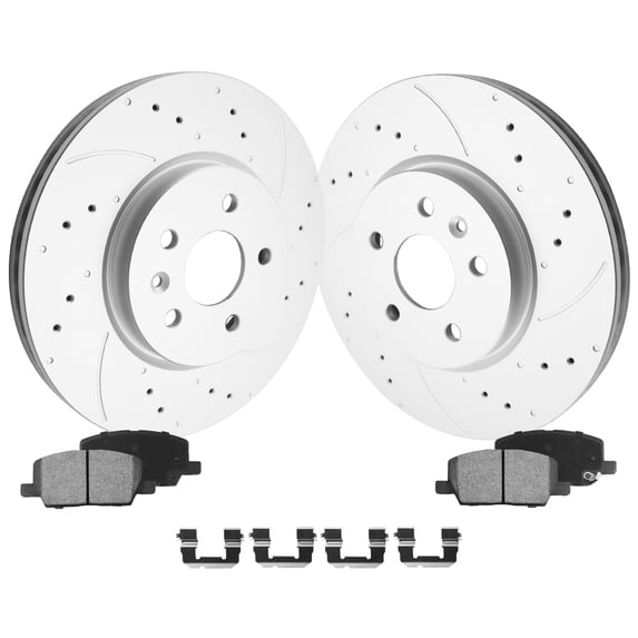 Funire Front Brake Kit for Chevrolet Trax 2018-2022 Geomet Drilled Rotors+Ceramic Brake Pads (11.82in) 300mm Brakes And Rotors Kit Replacement Brake Pad & Rotor Kit