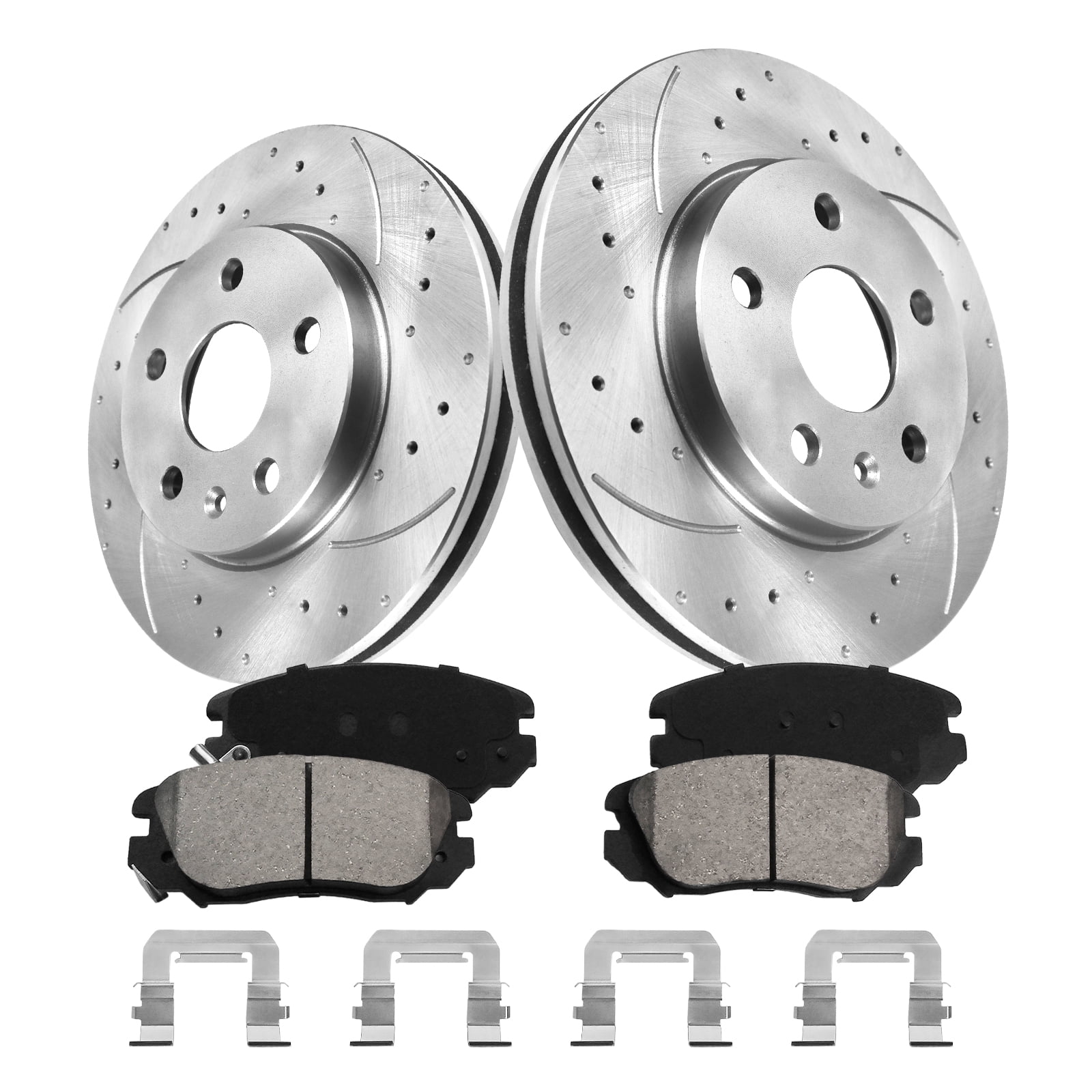 Funire Front Brake Kit for Toyota Highlander 2006 2007 Hybrid, Hybrid Limited Drilled & Slotted Disc Brake Rotors Ceramic Brakes Pads Replacement Brake Pad and Rotor Kits: 12.56" inch Rotor