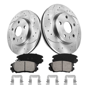 Funire Front Brake Kit for Toyota Highlander 2006 2007 Hybrid, Hybrid Limited Drilled & Slotted Disc Brake Rotors Ceramic Brakes Pads Replacement Brake Pad and Rotor Kits: 12.56" inch Rotor
