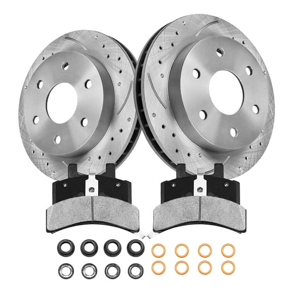Funire Front Brake Kit for Chevrolet K1500 1988-1999 Drilled Rotors+Ceramic Brake Pads Replacement Brake Pad & Rotor Kit