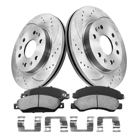 Funire Front Brake Kit for Chevrolet Silverado 1500 Classic 2007 Drilled Rotors+Ceramic Brake Pads Replacement Brake Pad & Rotor Kit
