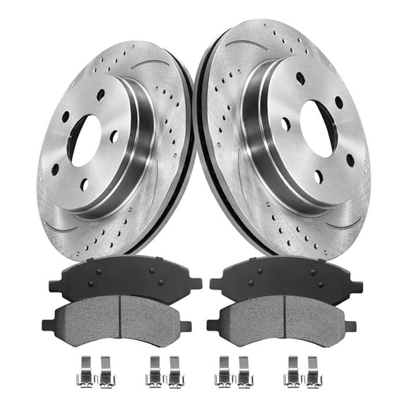 Funire - Front Brake Kit for Ram 1500 2011-2018 Drilled Rotors+Ceramic Brake Pads Replacement Brake Pad & Rotor Kit
