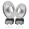 thumbnail image 1 of Funire Front Brake Pads And Rotors Kit Vented Compatible With Toyota 4Runner 2003 2004 2005 2006 2007 2008 2009 Drilled Slotted Brakes Rotors Ceramic Brake Pads Geomet (12.6in) 318.8mm Brake Kits, 1 of 10