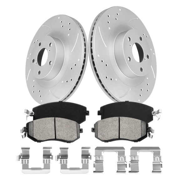 Funire Front Brake Pads And Rotors Kit Vented Compatible With Toyota 86 2017 2018 2019 2020 Drilled Slotted Brakes Rotors Ceramic Brake Pads Geomet (11.6in) 293.4mm Brakes And Rotors Kit