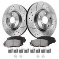 thumbnail image 1 of Funire Front Brake Pads And Rotors Kit Vented Compatible With Toyota Matrix 2009 2010 2011 2012 2013 Drilled Slotted Brakes Rotors Ceramic Brake Pads (10.8in) 275mm Brakes And Rotors Kit, 1 of 10