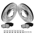 thumbnail image 1 of Funire Front Brake Pads And Rotors Kit Vented Compatible With Toyota Tacoma 1995 1996 1997 1998 1999 2000 2001 2002 2003 2004 Drilled Slotted Brakes Rotors Ceramic Brake Pads (10in) 254mm Brake Kits, 1 of 10