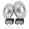 thumbnail image 1 of Funire Front Brake Rotors Kit for 2005 2006 2007-2021 Toyota Tacoma 6 Lug Geomet Drilled & Slotted Disc Brake Rotors Ceramic Brakes Pads Replacement Brake Pad and Rotor Kits: 12.56" inch, 1 of 11