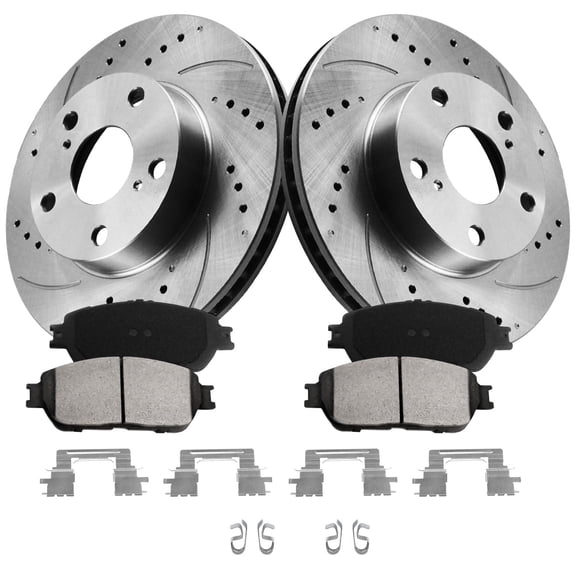 Funire Front Brake Rotors Kit for 2007 2008 2009 Lexus RX350 [Japan Built ] Drilled & Slotted Disc Brake Rotors Ceramic Brakes Pads Replacement Brake Pad and Rotor Kit: 12.56" inch