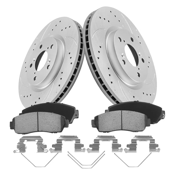 Funire Front Brake Rotors Kit for 2011 2012 2013 2014 Honda Odyssey Geomet Drilled & Slotted Disc Brake Rotors Ceramic Brakes Pads Replacement Brake Pad and Rotor Kits: 12.60" inch