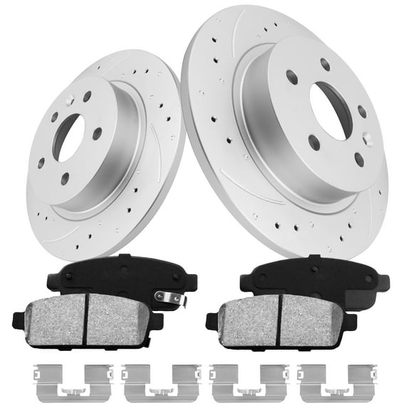 Funire Rear Brake Kit for Chevrolet Cruze 2011-2015 Geomet Drilled Rotors+Ceramic Brake Pads (10.5in) 267.8mm Brakes And Rotors Kit Replacement Brake Pad & Rotor Kit