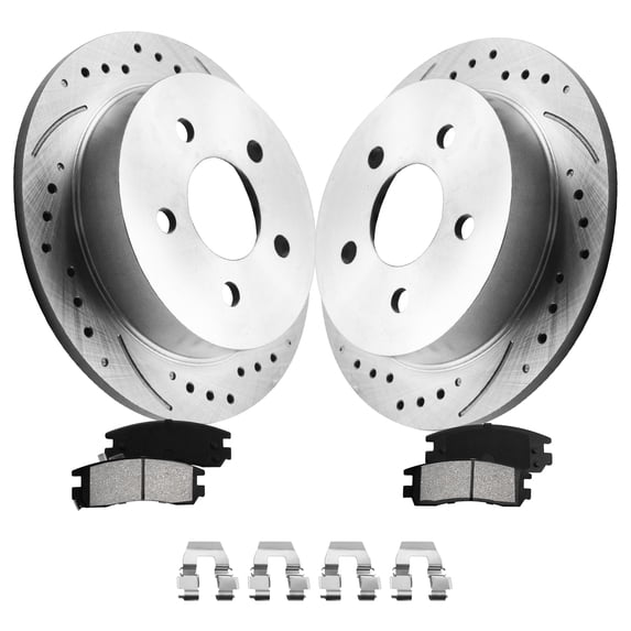 Funire Rear Brake Kit for Chevrolet Monte Carlo 2000-2005 Drilled Rotors+Ceramic Brake Pads Replacement Brake Pad & Rotor Kit